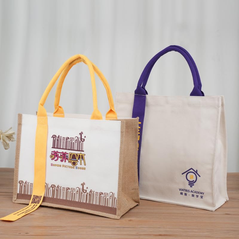 yellow hemp tote bag,eco-friendly, portable, large capacity and can be painted,useful2