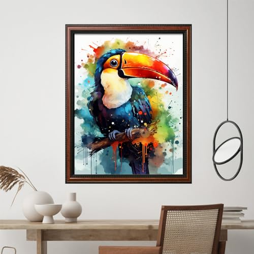 Image of Leczany Cross Stitch Stamped Kit for Adults - Art Parrot | DIY Embroidery Starter Patterns Craft Kit Needlepoint for Beginner | 11CT, 3 Strands | 13.4x17.2 inches