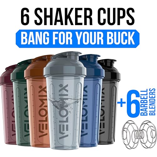 -6 PACK- 28 OZ Protein Shaker Bottles for Protein Mixes, Shaker Cups for Protein Shakes, Small Shaker Bottle Pack, Shaker Cup, Shakers for protein Shakes (Solid Line)