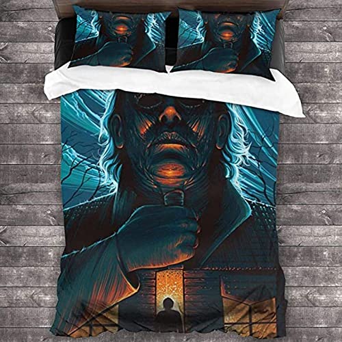 BOKAQI Juego De Ropa De Cama, Funda Nórdica Y Funda De Almohada De Microfibra, Ropa De Cama De Tres Piezas con Estampado Digital 3D Curse of Michael Myers,I,260×220cm