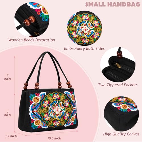 Bolso de hombro étnico bordado reversible miniatura 5