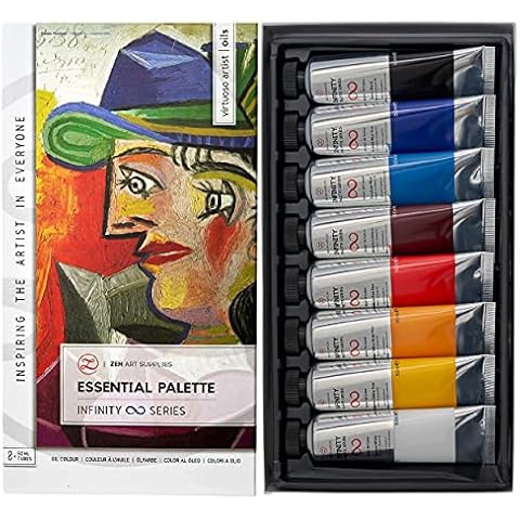 Professional Oil Paint Set for Artists - 8 x 50ml Large Tubes - Non-Toxic Artist Oil Paints. Highly Pigmented, Lightfast Oil Colour Paints, Creamy Texture - Essential Palette by ZenART Cover