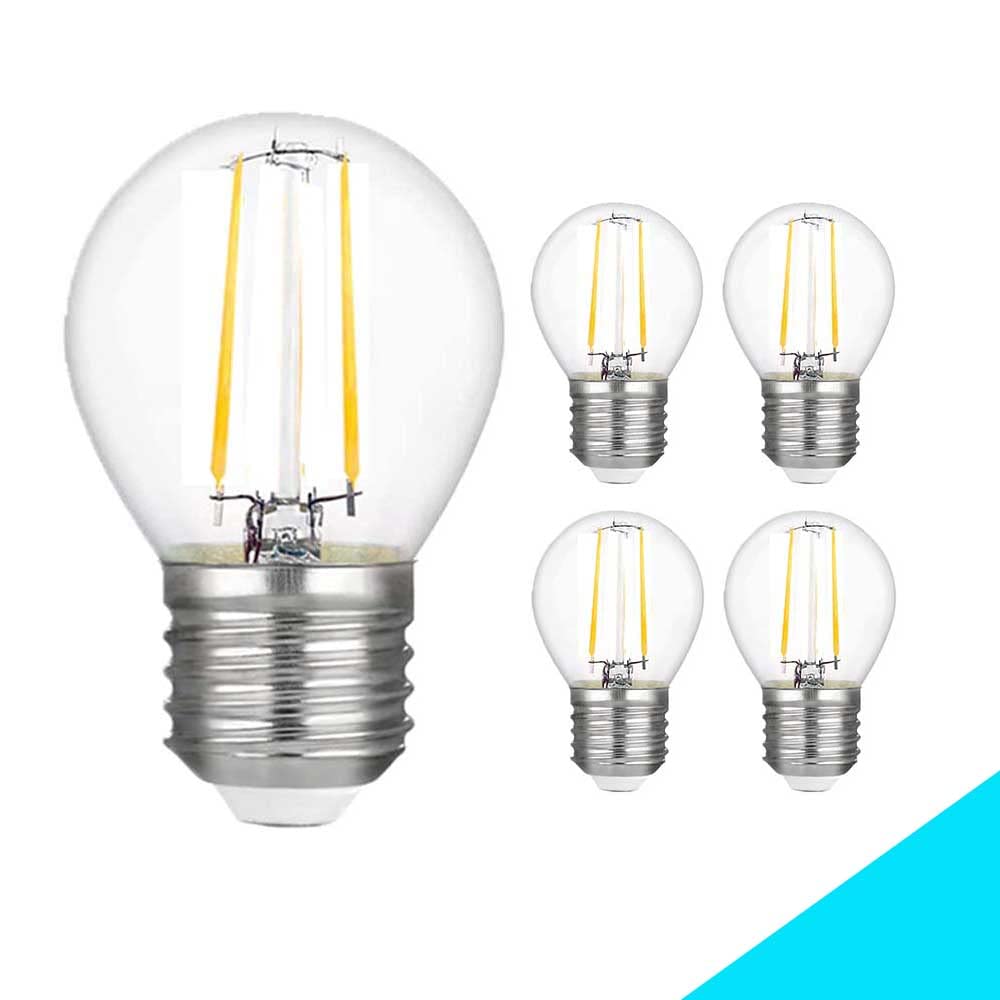 LED Filament Golf Ball 2W Light Edison Screw E27, 10w Equivalent Replacement Bulb, 180LM Mini Globe G45 LED Bulbs, Cool White 6000K, Energy Saving Chandelier Lightbulbs Globe Energy Saving (5 pieces)