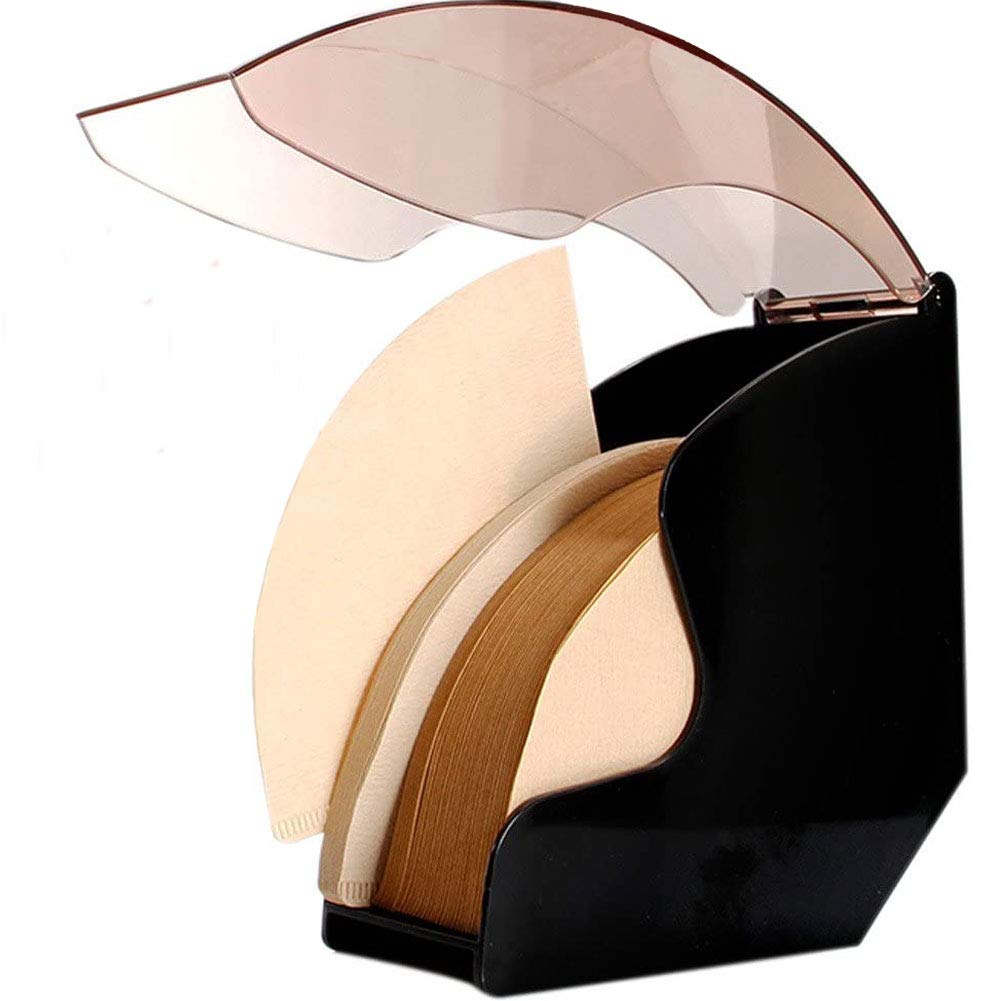 ZZ Lighting Coffee Filter Paper Holder with Cover Acrylic Coffee Filters Dispenser Rack Shelf Storage