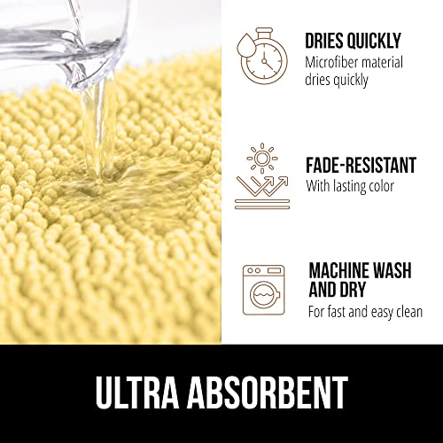 Image of GORILLA GRIP Bath Rug Mat 60x17, Thick Soft Absorbent Chenille, Quick Dry Microfiber Mats, Rubber Backing Machine Washable Shower Floor Rugs, Bathmat Runner, Bathroom Home Decor Accessories, Yellow