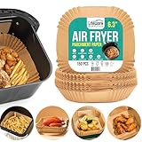 Air Fryer Disposable Paper Liners, 150 Pcs All-Natural, Non-Stick, Oilproof, Waterproof Parchment Paper for 3-5 Qt Air Fryer, Easy Use & Cleanup for Baking, Roasting, Microwave, Steamer (6.3
