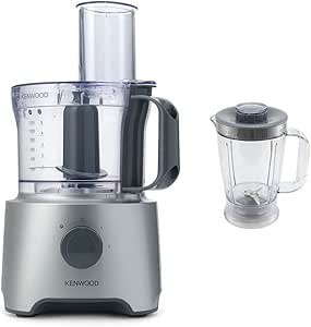 Kenwood Food Processor, 2.1L Bowl, 1.2 L Blender, Emulsifying, Knife Blade, Reversible Slicing and Grating Discs, 800 W, FDP301S, Silver