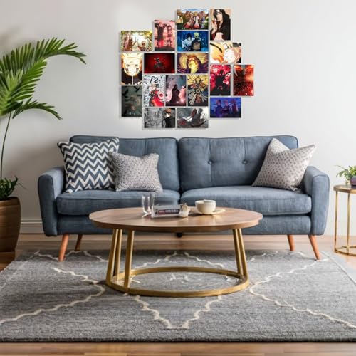 Image of ATEVON Naruto Anime Wall Collage Kit - Set of 18 Multicolor 6x4 Inch Posters Featuring Naruto Uzumaki, Sasuke Uchiha, and Sakura Haruno - Aesthetic Wall Decor for Bedroom, Dorm, and Anime Fans