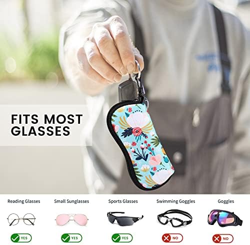 molshine Soft Sunglasses Case,Neoprene Zipper Glasses Pouch,Portable Eyeglasses Bag with Hook for Women Men