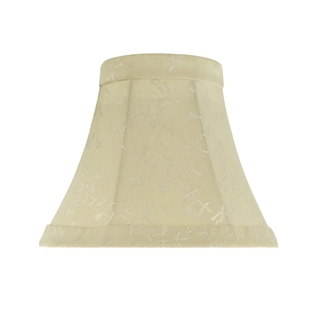 Aspen Creative 30011 Small Bell Shape Chandelier Clip-On Lamp Shade, Butter Crème Checkered Pattern, 3" Top x 6" Bottom x 5" Slant