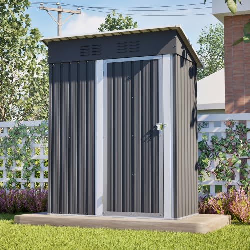 5x3 FT Metal Garden Shed for Tools, Bikes & Outdoor Storage