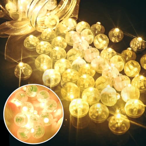 100 Stück LED Ballons Lichter Mini LED Warm Weiß Lichter Luftballon Led Luftballoon Party Licht Runde Ballon Licht Leuchtende Luftballon für Geburtstag Hochzeit Weihnachten Neujahr Karneval Dekor