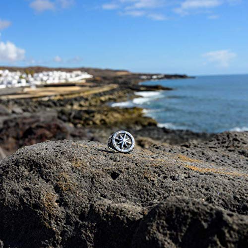 MATERIA Herrenring Kompass Silber 925 breit - Siegelring Herren Ringe Windrose Nautischer Stern antik schwarz 18-23mm – Bild 7