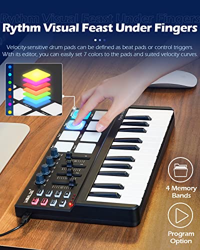 Vangoa Midi Keyboard Controller 25 Keys, Worlde Panda Mini Usb Midi Keyboard With Drum Pads, Beat Maker Machine Pad, Black #TOP3