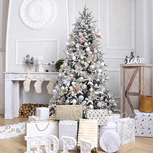 30PCS Christmas Glitter Snowflake Ornaments Plastic Snowflakes Ornaments-Xmas Tree Decorations,4.7-inch (Champagne Gold) - image 6