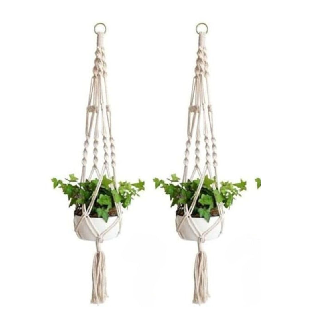 tms Boho Bliss Macrame Plant Hanger Set of Two in Elegant Off-White | Handwoven Indoor Hanging Planter-2 pcs (B0CQTQVKPZ) Amazon Price History, Amazon Price Tracker