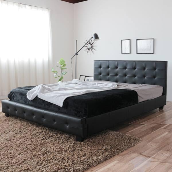 ベッドフレーム レザーベッド シングル(ブラック)