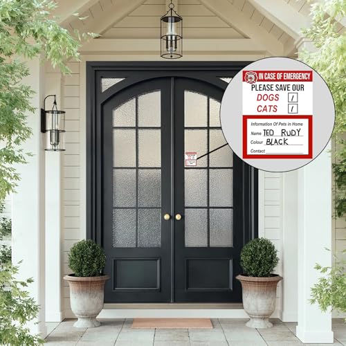Image of Emergency Pet Rescue Sticker - Fire Safety Window Decal for Dog & Cat - Alerts Firefighters - Durable Weatherproof Vinyl - 4Packs