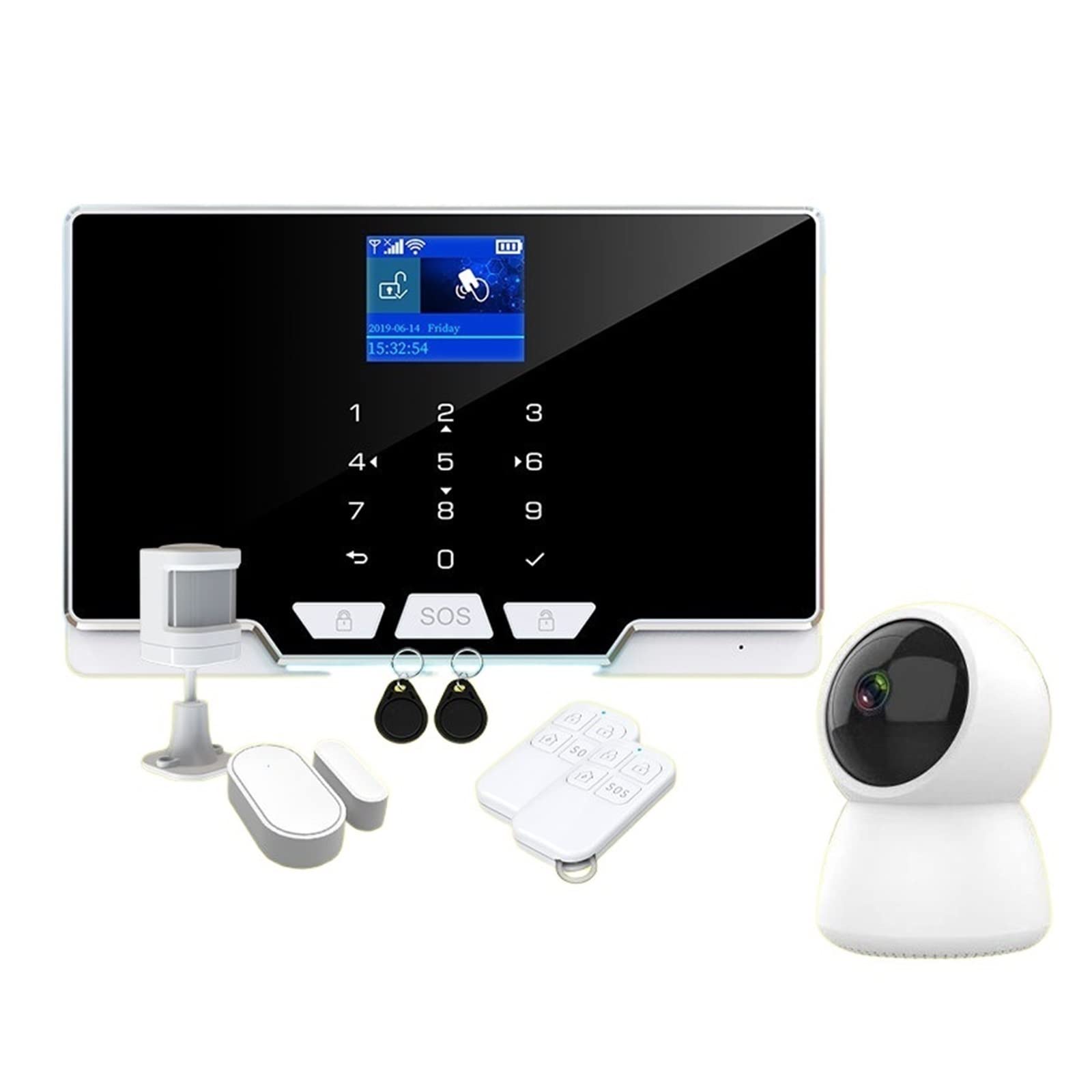 G20 Tuya Wi -Fi GSM System alarmowy Home Awlglar 1.8 Tft Ekran koloru 6 światła nastrojowe aplikacje sterują alarmem bezpieczeństwa bezprzewodowego Szybki montaż(K)