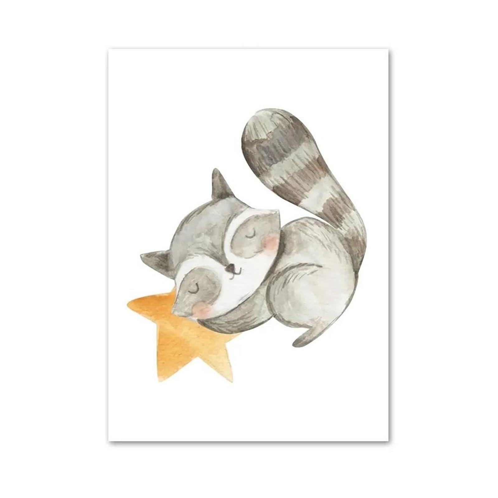 Xenite F Wall Art Canvas Prints Giraffe Raccoon Panda Sloth Wall Art Posters No Rame Prints Cloud Moon Canvas Pictures Baby Kids Room Home Decor(,50X70cm)