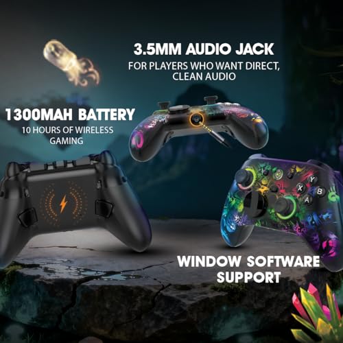 Image of Cosmic Byte Lumora Tri-Mode Controller with Stealth Black RGB-Reveal Design, Hall Effect Joysticks & Triggers, Mechanical Buttons, 1000Hz Polling Rate, 6-Axis Gyro, Windows Software, 3.5mm Audio Jack, Macro & Turbo, 1300mAh Battery