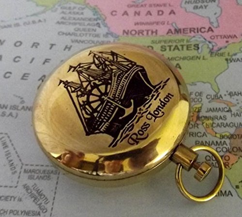 Brújula de bolsillo de latón brillante estilo náutico miniatura 2