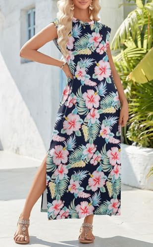 Image of Zeagoo Maxi Dress for Women Long Cap Sleeve Cute Floral Flowy Clothes for Summer Vacation Resort Wear 2026