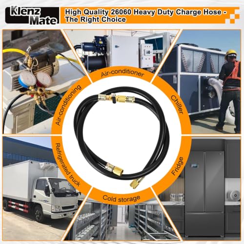 Image of 26060 Plus II 3 /8 inch HVAC Vacuum Hose with Straight Fittings and Valve, 5FT | Heavy Duty Charge Hose, Working Pressure: 600 Psi, Burst Pressure: 3000 Psi. For R134A, R410A, and Common Refrigerants