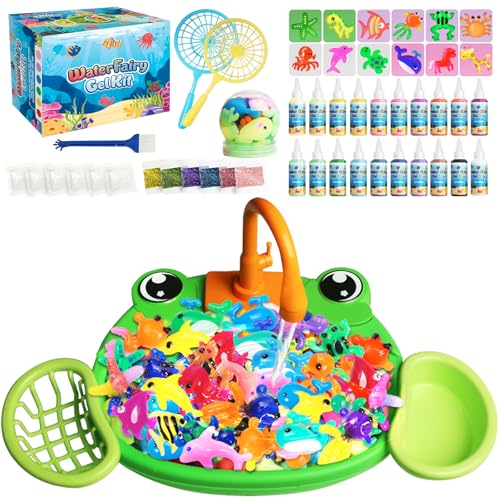 Water DIY Crafts Elf Toy Kit, 20 Color Gel & 12 Molds, Magic Paint Set Glow in The Dark Water Pets, Gel Craft Kits in Water Creative Handmade Art Set for Kids Age 3 4-8 8-12