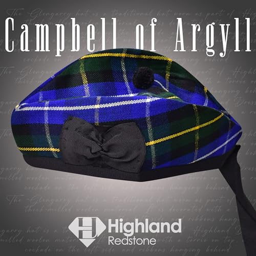 Image of Glengarry Cap-Traditional Scottish Hat, Acrylic Wool Tartan Glengarry hat, Kilts /Bagpipes Accessories