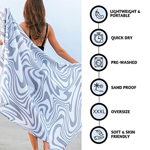 Folkulture Turkish Beach Towel For Adults With Tote Bag 40" X 72" Bath Towels, Beach Blanket Or Oversized Sand Free Beach Towels, 100% Cotton Quick Dry, Lightweight And Large, (Gray) #TOP1