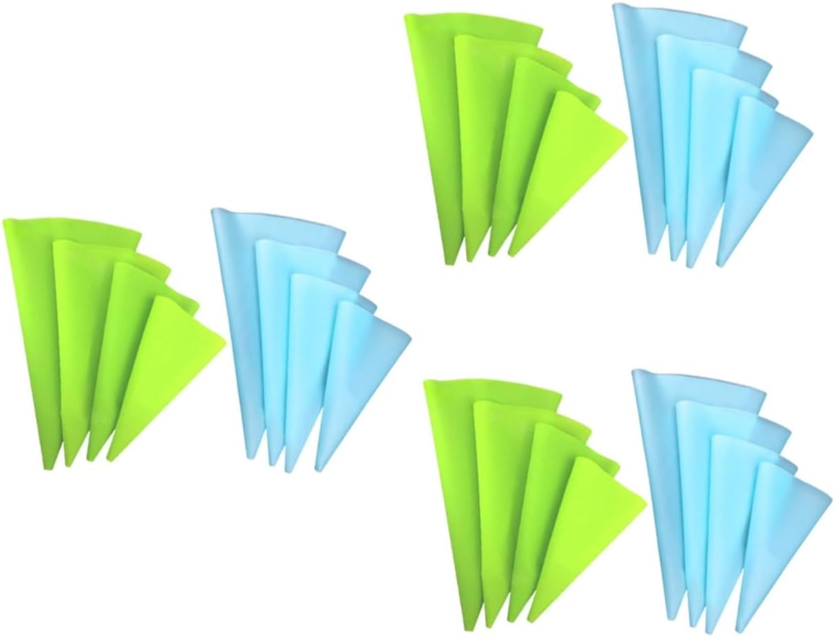 MAGICLULU 24pcs Silicone Piping Bags Set Reusable Cake Decorating Tools Four for Icing and Pastries Light Green Colors
