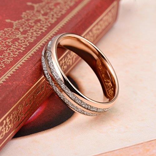 Image of THREE KEYS JEWELRY Tungsten Wedding Band Meteorite Inlay for Men Women