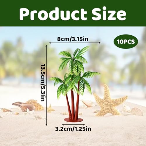 KbouZgxa 10 Stück Palmen Deko, Realistische Bäume für Modellbau, Miniatur Palmen Aus Plastik mit DREI Zweigen, Detaillierte Miniatur Bäume für Deko und Landschaftsgestaltung