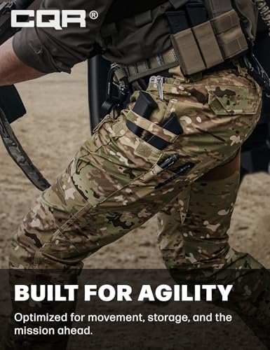 Image of CQR Men's Flex Stretch Tactical Pants, Water Resistant Ripstop Cargo Pants, Lightweight EDC Outdoor Work Hiking Pants