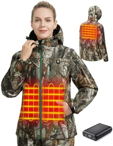 TIDEWE Heated Jacket for Women with Battery Pack, Hunting Coat (Next Camo G2 Size XL)