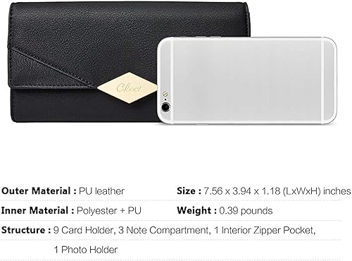 Miniatura 3 de Cartera de cuero suave para mujer con tres pliegues y organizador de tarjetas