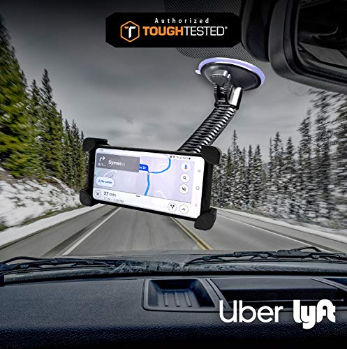 Toughtested Mammoth Windshield Mobile Mount, Features Double-Ribbed Gooseneck Arm, Expandable Claw Grip Holder With 360 Degree Rotation, Extra Large Suction Cup, Quick Release Button #TOP2