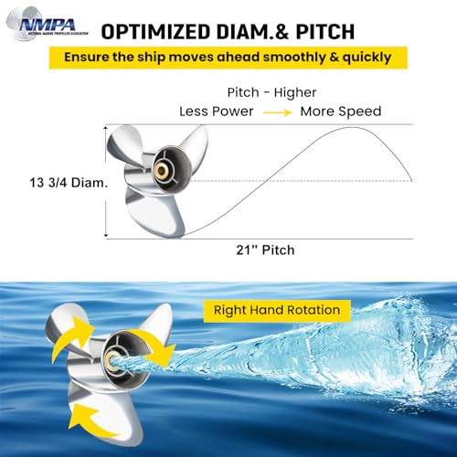 Image of VIF Jason Marine OEM Upgrade Stainless Steel Boat Propeller Compatible with Yamaha 150hp 175hp 200hp 220hp 225hp 250hp F150 F175 F200 F225 Outboard Engines,15 Spline Tooth
