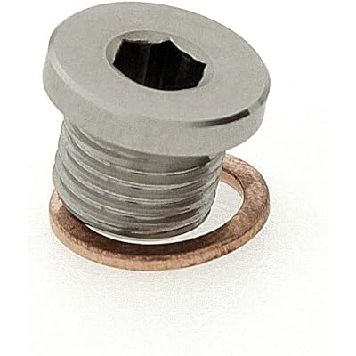 M12 x 1.25 Stainless Steel 316 Threaded Plug Fitting with Copper Washer – Slim Round Allen Key Head – Metric Thread Sealing Plug for Hydraulic, Fluid and Industrial Systems
