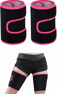 DENPETEC Thigh Trimmer for Weight Loss,1Pair Thigh Compression Sleeves,Increases Heat and Sweat Production,Sweat Thigh Slimmer Wraps,Thigh Brace for Women(Size:24.4 x 7.9inch)