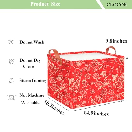 Image of CLOCOR Rectangular Storage Bin,Waterproof Book Box,Room Decor(Golden Christmas)