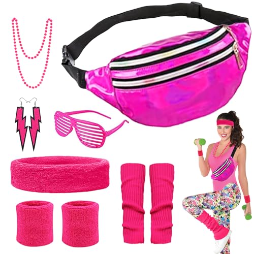 YADODO Deguisement Annee 80 Femme Accessoire Fluo Sac Banane Jambières Accessoire Annee 80 90 Deguisement Disco Femme Homme Déguisement Année 80 Accessoires...