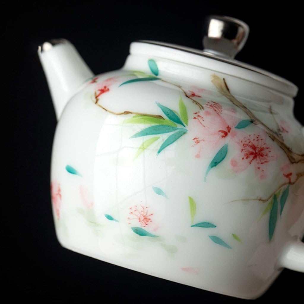 Ceramic Teapot Ceramic Hand-painted Peach Blossom Teapot Single Pot Household Tea Kettle Single Pot Kung Fu Tea Set Tea Pot Ceramic