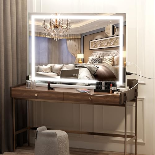 Vanity Mirror with Lights for Makeup, 23 x 18 LED, Touch Screen Control Square White
