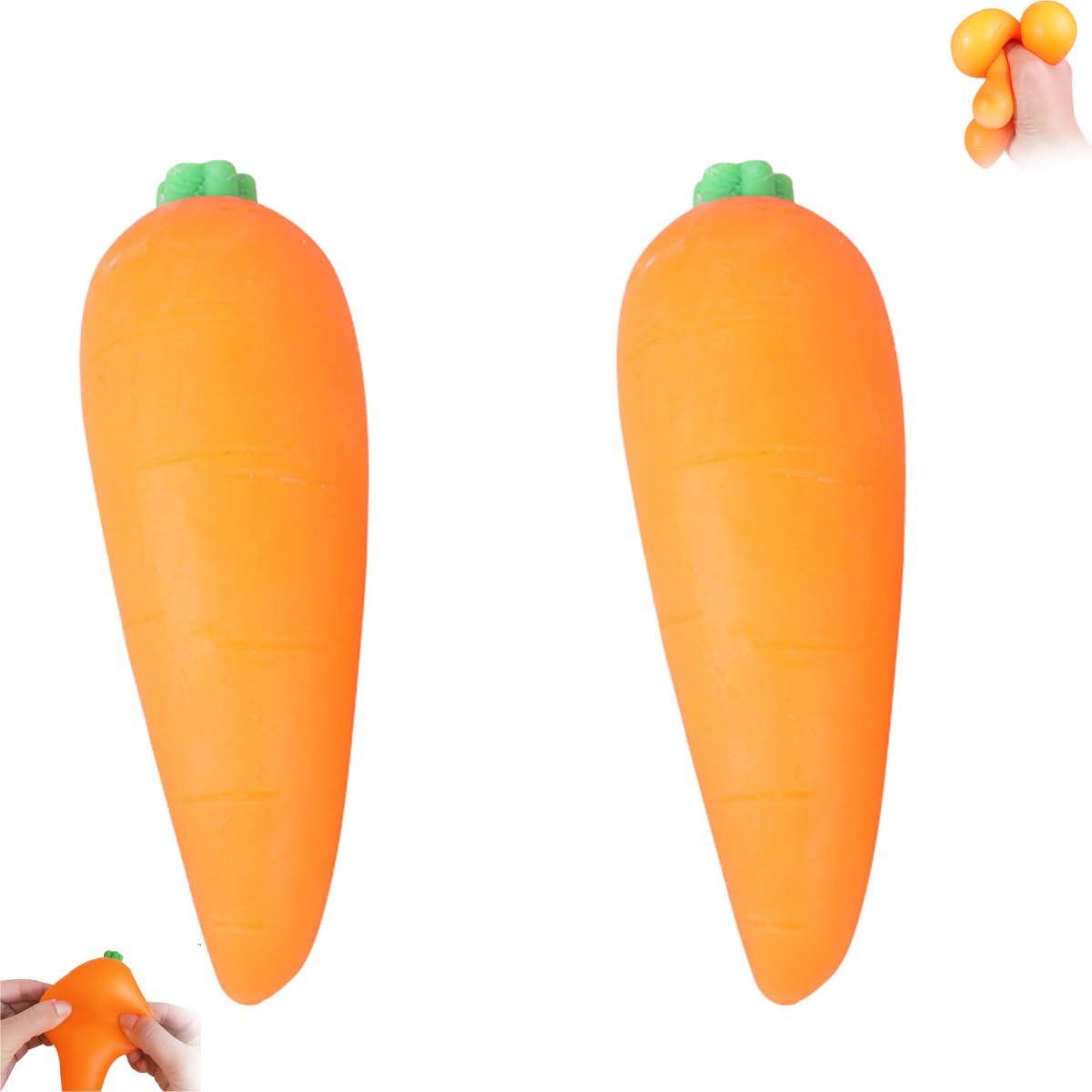 Squishy Carrot – Jumbo 11.5-Inch Squishy Vegetable | Giant Stress Relief Toy | Sensory Fidget Food Fun for Kids, Teens, and Adults (2 PC)
