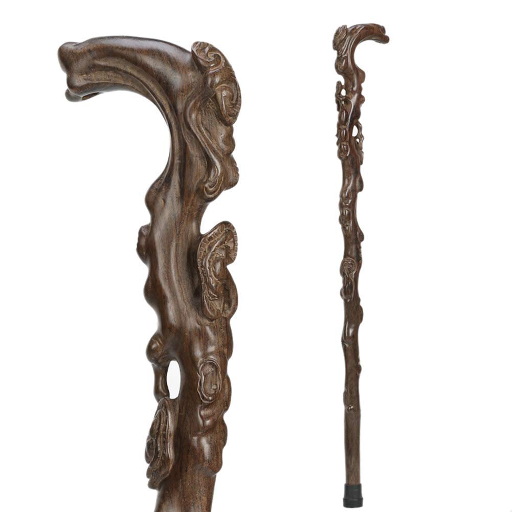 Bastón para Caminar de Madera Dura Natural Bastones para Caminar con Mango Derby Andador Antideslizante Ayudar Unisex Bastón de sándalo Negro Regalo Noble asequible, muletas Times