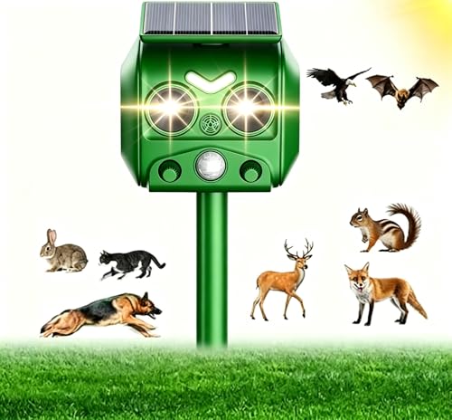Répulsif pour Chats Solaire,Répulsif Chat Ultrason Exterieur, Répulsif Ultrason Anti Rongeurs avec Détecteur de Mouvement, Repulsif Chat Exterieur pour...