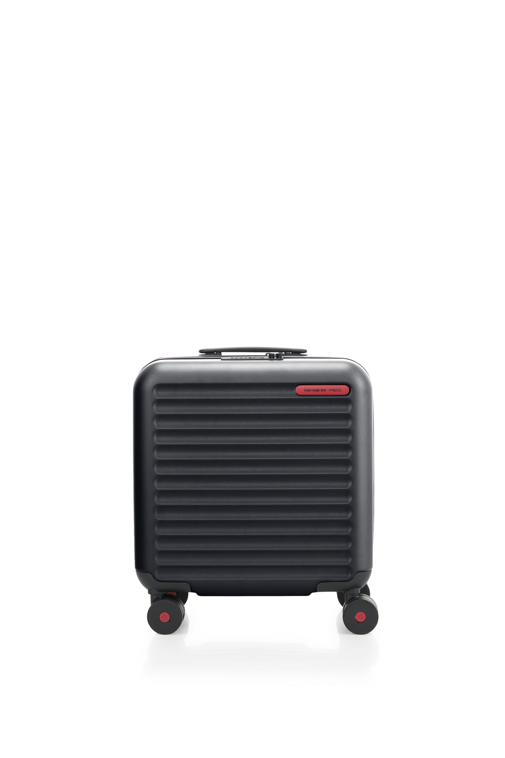 red toiisc 43.5 cms polycarbonate hard sided 8 wheel spinner rolling tote overnighter luggage/suitcase/trolley bag (ink black) (double wheel), black, 13.3 "laptop