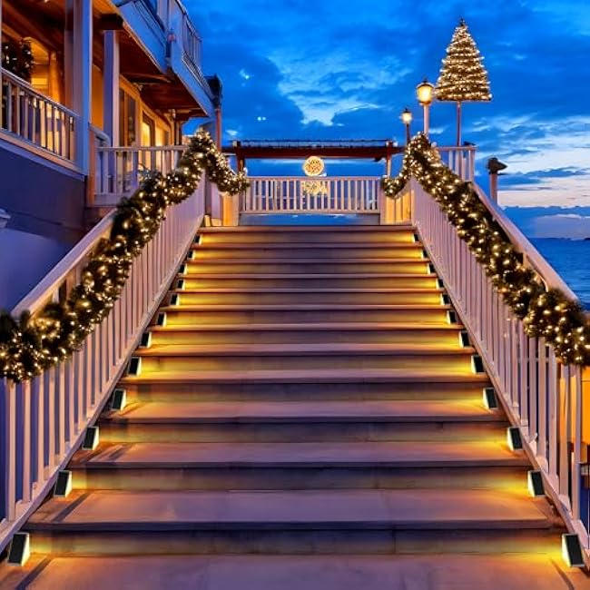 6 Pack Solar Stair Lights Outdoor Step Lights with Waterproof IP67 LED Solar Light for Outside Light Decor for Stair, Deck, Front Step, Front Porch, Patio, Garden and Backyard